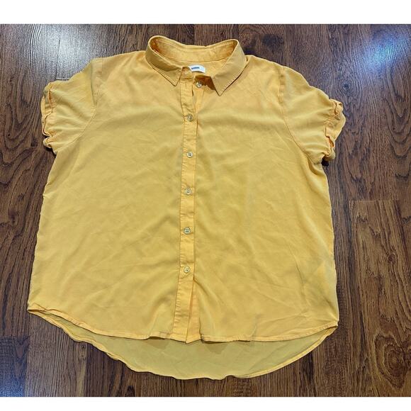 Samsoe Samsoe Women's Majan Short Sleeve Button Down Mustard Size Medium - Picture 1 of 7